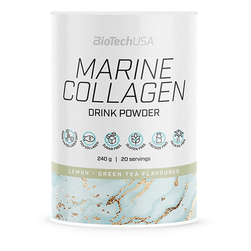 Marine Collagen bebida en polvo 240 g - té verde - limón - imagen oficial BioTechUSA