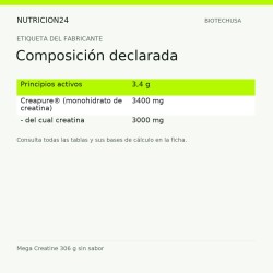 Mega Creatine 306 g sin sabor - Composición declarada | Nutricion24