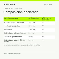 Men’s Arginine 90 cápsulas - Composición declarada | Nutricion24
