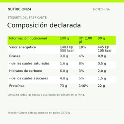 Micellar Casein bebida proteica en polvo 2270 g - Composición declarada | Nutricion24