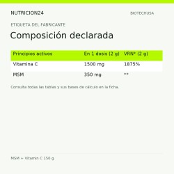 MSM + Vitamin C 150 g - Composición declarada | Nutricion24