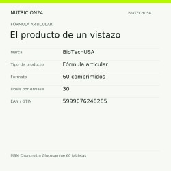 MSM Chondroitin Glucosamine 60 tabletas - El producto de un vistazo | Nutricion24