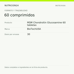 MSM Chondroitin Glucosamine 60 tabletas - 60 comprimidos | Nutricion24