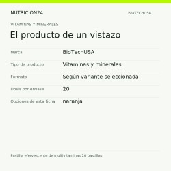 Pastilla efervescente de multivitaminas 20 pastillas - El producto de un vistazo | Nutricion24