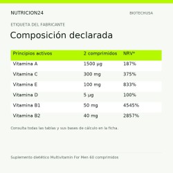 Suplemento dietético Multivitamin For Men 60 comprimidos - Composición declarada | Nutricion24