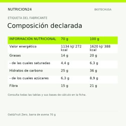 Oat&Fruit Zero, barra de avena 70 g - Composición declarada | Nutricion24