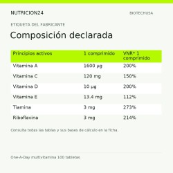 One-A-Day multivitamina 100 tabletas - Composición declarada | Nutricion24
