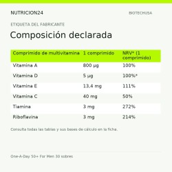 One-A-Day 50+ For Men 30 sobres - Composición declarada | Nutricion24