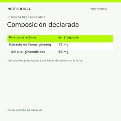 Panax Ginseng 60 cápsulas - Composición declarada | Nutricion24