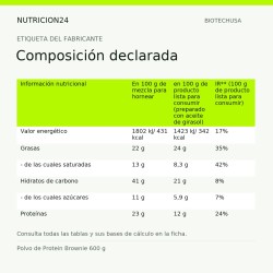 Polvo de Protein Brownie 600 g - Composición declarada | Nutricion24