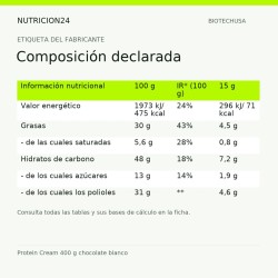 Protein Cream 400 g chocolate blanco - Composición declarada | Nutricion24