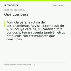 Bebida en polvo Pump Caffeine Free 11 g - Qué comparar | Nutricion24