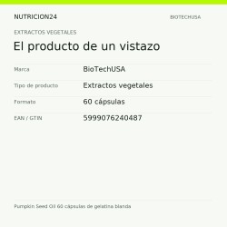 Pumpkin Seed Oil 60 cápsulas de gelatina blanda - El producto de un vistazo | Nutricion24