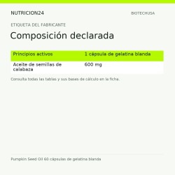 Pumpkin Seed Oil 60 cápsulas de gelatina blanda - Composición declarada | Nutricion24