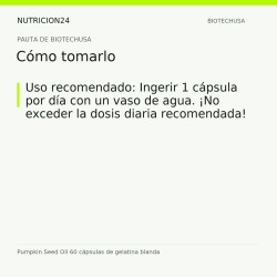 Pumpkin Seed Oil 60 cápsulas de gelatina blanda - Cómo tomarlo | Nutricion24