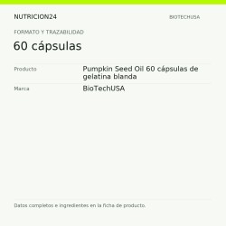Pumpkin Seed Oil 60 cápsulas de gelatina blanda - 60 cápsulas | Nutricion24