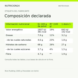 Rice Pudding 1000 g Chocolate con leche - Composición declarada | Nutricion24