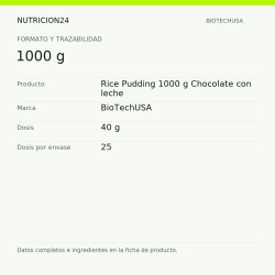 Rice Pudding 1000 g Chocolate con leche - 1000 g | Nutricion24