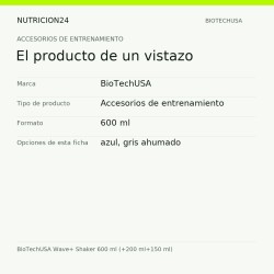 BioTechUSA Wave+ Shaker 600 ml (+200 ml+150 ml) - El producto de un vistazo | Nutricion24