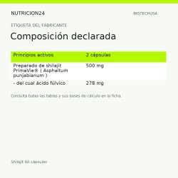 Shilajit 60 cápsulas - Composición declarada | Nutricion24