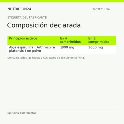 Spirulina 100 tabletas - Composición declarada | Nutricion24