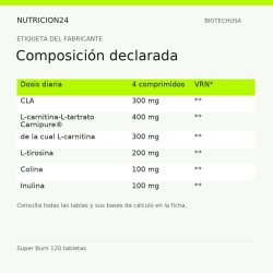 Super Burn 120 tabletas - Composición declarada | Nutricion24