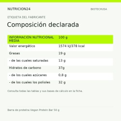 Barra de proteína Vegan Protein Bar 50 g - Composición declarada | Nutricion24