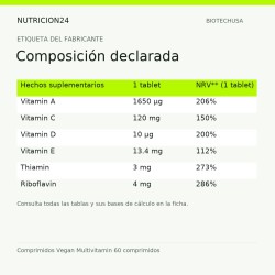 Comprimidos Vegan Multivitamin 60 comprimidos - Composición declarada | Nutricion24