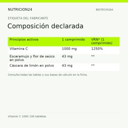 Vitamin C 1000 100 tabletas - Composición declarada | Nutricion24