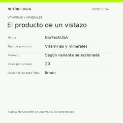 Pastilla efervescente de vitamina C 20 comprimidos - El producto de un vistazo | Nutricion24