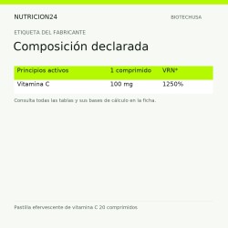Pastilla efervescente de vitamina C 20 comprimidos - Composición declarada | Nutricion24