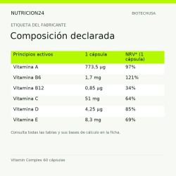 Vitamin Complex 60 cápsulas - Composición declarada | Nutricion24
