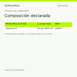 Vitamin D3 120 tabletas - Composición declarada | Nutricion24