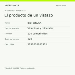 Vitamin C 500 120 Tableta masticable - El producto de un vistazo | Nutricion24