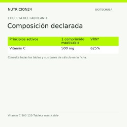 Vitamin C 500 120 Tableta masticable - Composición declarada | Nutricion24