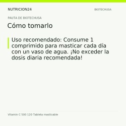 Vitamin C 500 120 Tableta masticable - Cómo tomarlo | Nutricion24