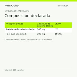 Vitamin E 100 cápsulas - Composición declarada | Nutricion24