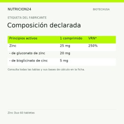 Zinc Duo 60 tabletas - Composición declarada | Nutricion24