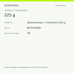 Glucomannan + Chromium 225 g - 225 g | Nutricion24