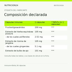 Immune+Biotiq 36 cápsulas - Composición declarada | Nutricion24
